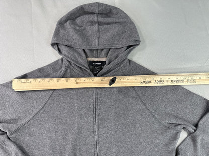 EXPRESS Zip Up Hoodie Gray Cotton Spandex Lightweight Full Long Sleeve Hooded M