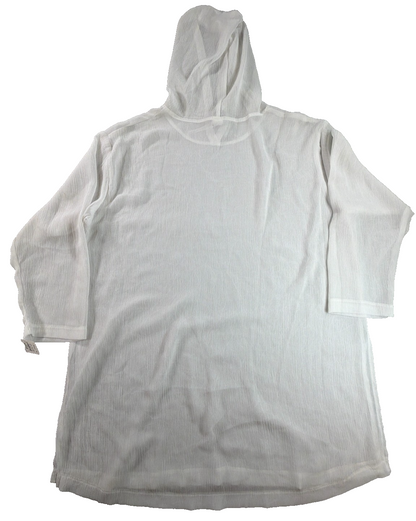 Calvin Klein Swimwear Cover Up Women Medium White Crinkle Hooded NWT Neiman Marc