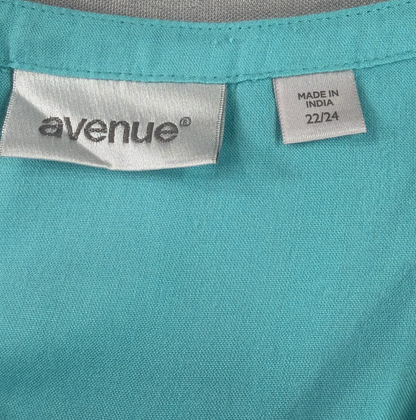 Avenue Aqua Rayon Peasant Blouse Womens 22/24 Plus Roll Tab Tunic Top Boho