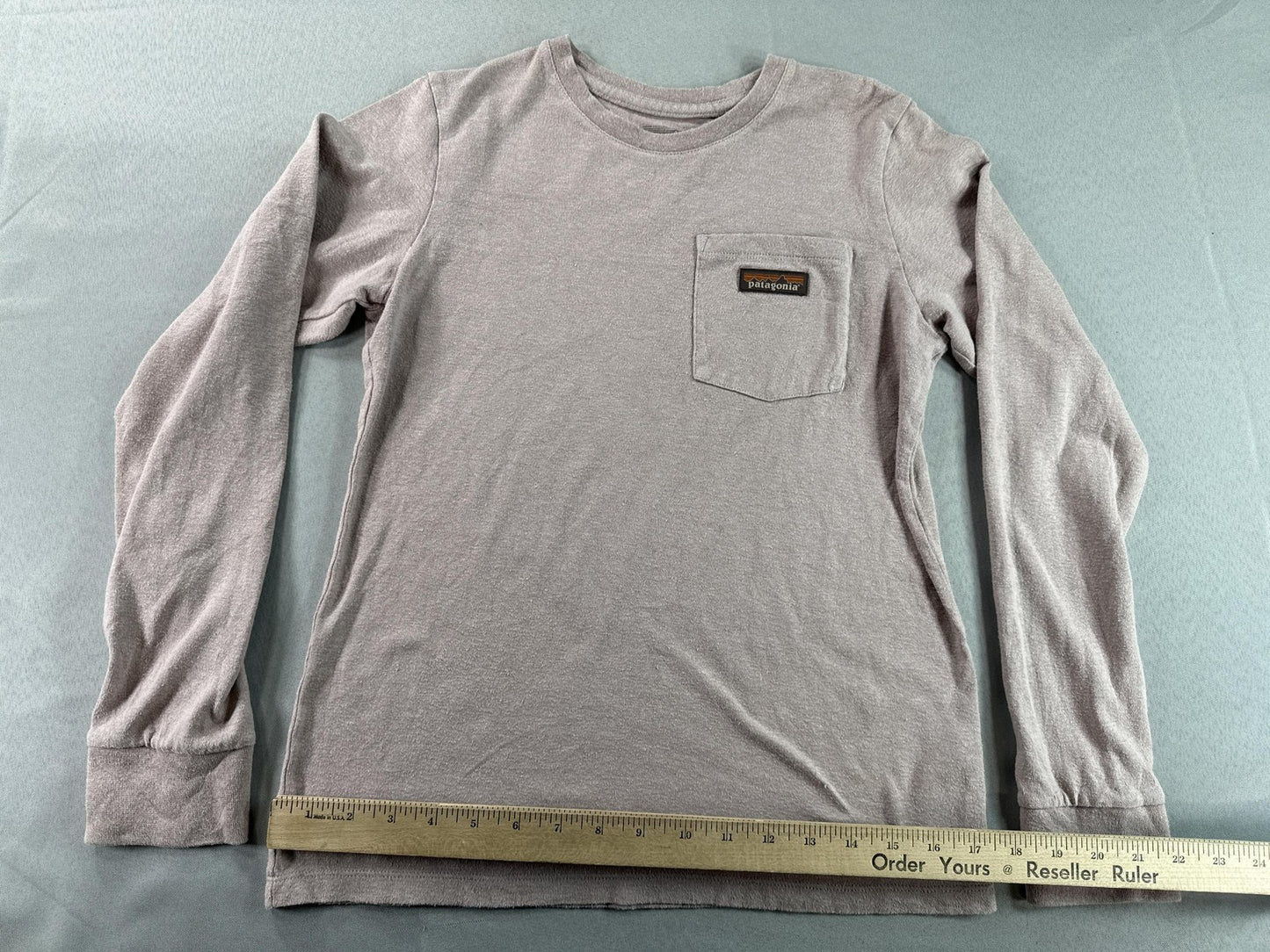 Patagonia Long Sleeve Tee Mens Gray Cotton Jersey Regular Fit Pocket Logo Shirt