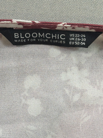 BloomChic Floral Wrap Mini Dress Burgundy Ditsy Flutter Sleeve Plus 22-24