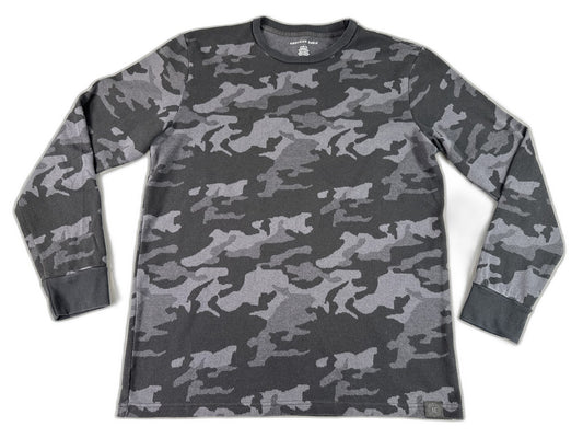 American Eagle Camo Sweatshirt LT Black/Gray Cotton Pullover Long Sleeve