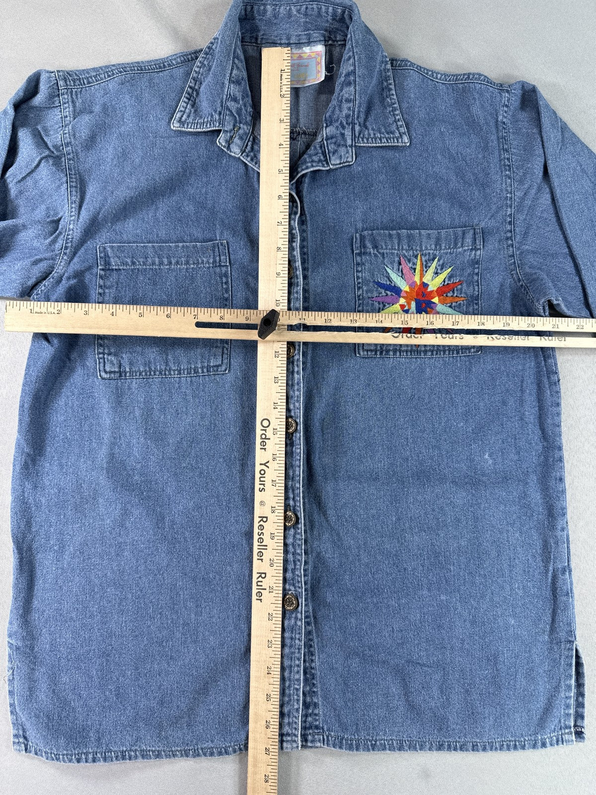 Elizabeth Traval presents HOT LINES Button Up Shirt Womens 14 Blue 100% COTTON