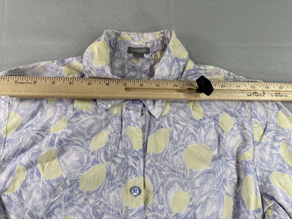 ANN TAYLOR Button Up All Over Print Collared Sleeve Regular Fit Womens L