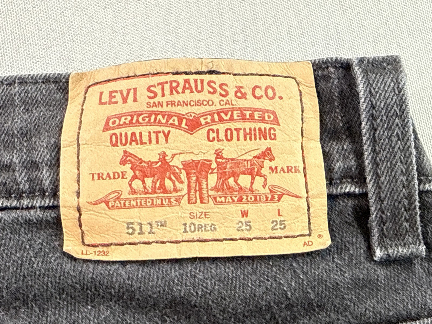 Levi's 511 Skinny Jeans 25X25 Gray Cotton Stretch Pocket Mid Rise Slim