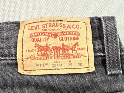 Levi's 511 Skinny Jeans 25X25 Gray Cotton Stretch Pocket Mid Rise Slim