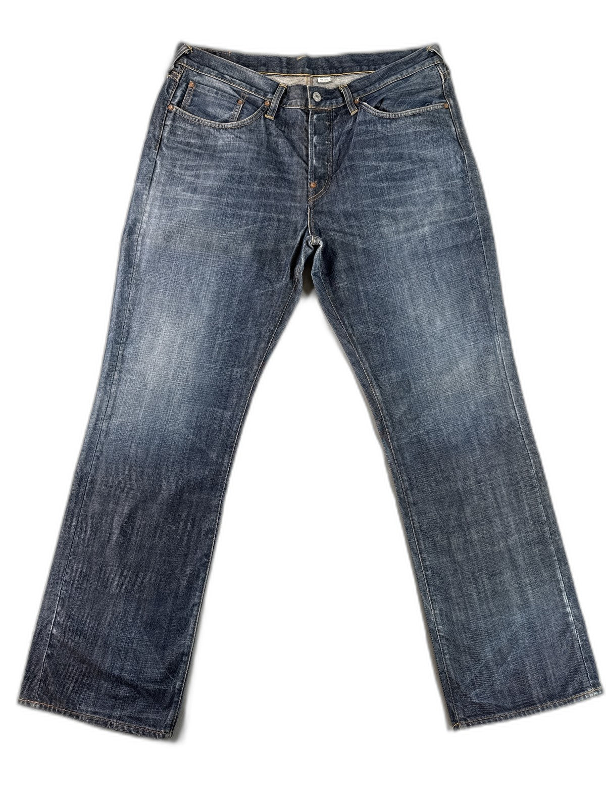 Evisu Straight Leg Jeans Mens 38 Blue 100% Cotton Regular Fit Vintage Grunge