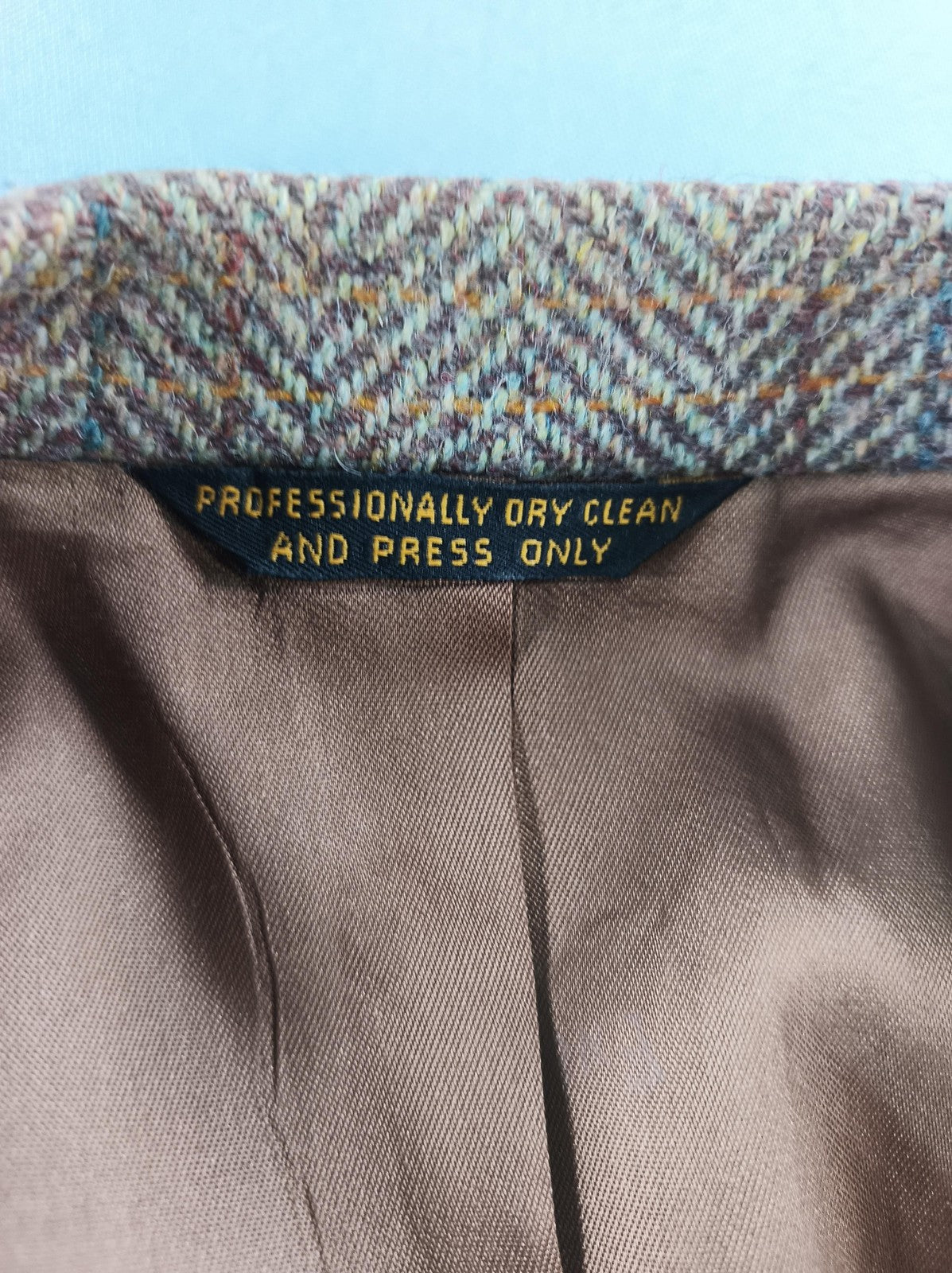 Vintage Evan-Picone Blazer Mens Large Brown Herringbone Wool Tweed Sport Coat