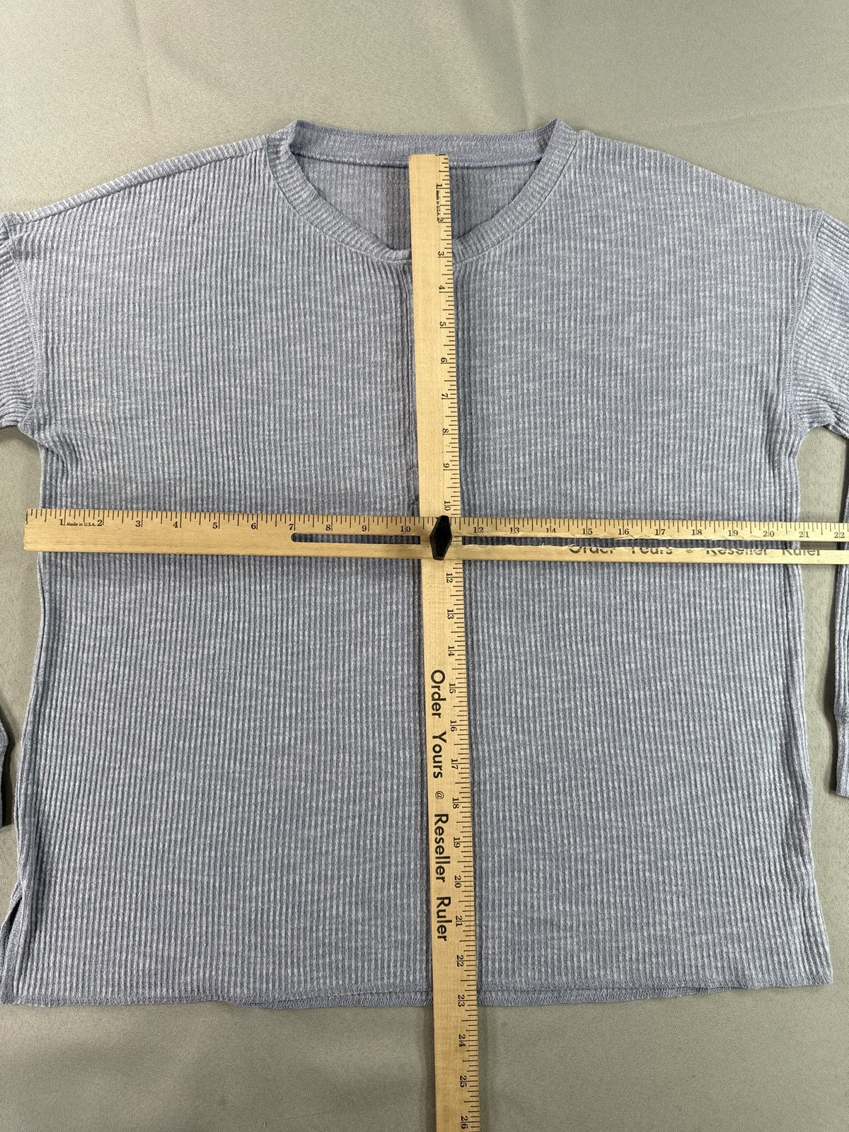 American Eagle Henley S Shirt Mens S/P Gray Cotton Blend Regular Fit Long Sleeve