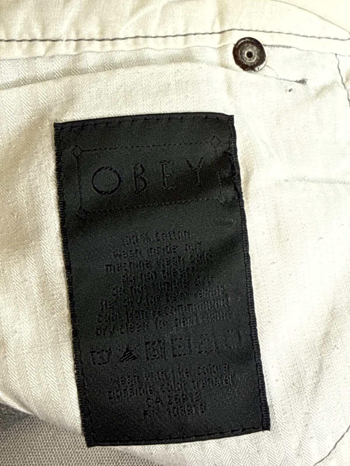 OBEY Straight Leg Jeans 38 Gray Cotton Polyurethane Stretch Modern Mid Slim