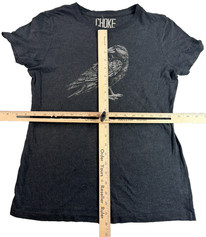 Choke Raven Graphic T Shirt Black Womens Small Bird Goth Grunge Cotton Tee NWT