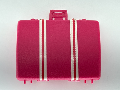 Vintage Barbie Doll Travel Set Suitcase Tote Garment Bag Pink Logo 1980s Mattel
