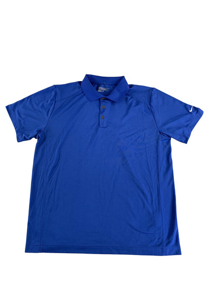 Nike Golf Polo Shirt Mens Large Blue Dri-FIT Tour Performance Athletic Logo 100