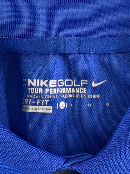 Nike Golf Polo Shirt Mens Large Blue Dri-FIT Tour Performance Athletic Logo 100