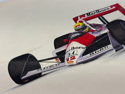 Ayrton Senna McLaren Print Cademartori Signed Ltd 72 500 F1 Racing Art Vintage