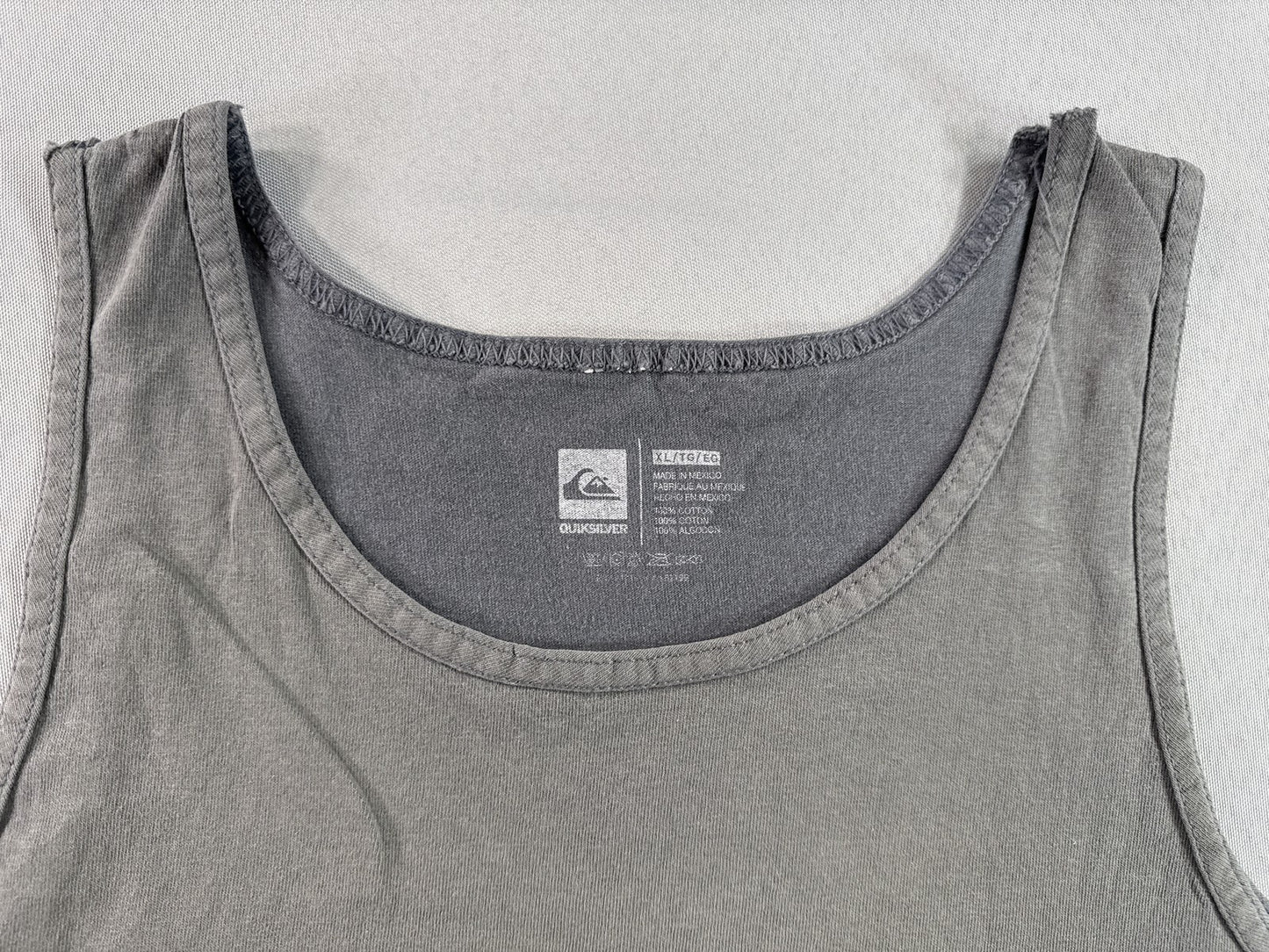 Quiksilver Surf Graphic Tank Top Mens XL Gray 100% Cotton Scoop Neck Sleeveless