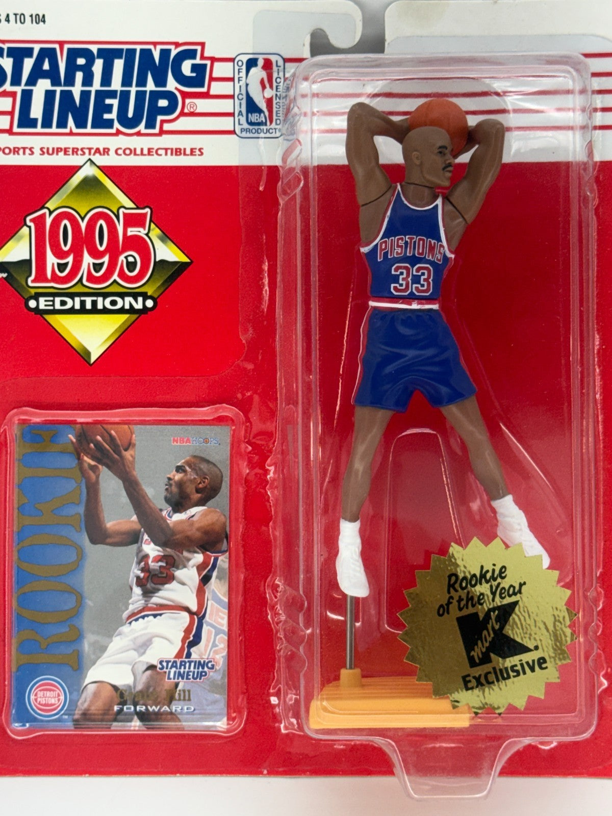 Starting Lineup 1995 Grant Hill Detroit Pistons Kmart Rookie Year Exclusive MOC