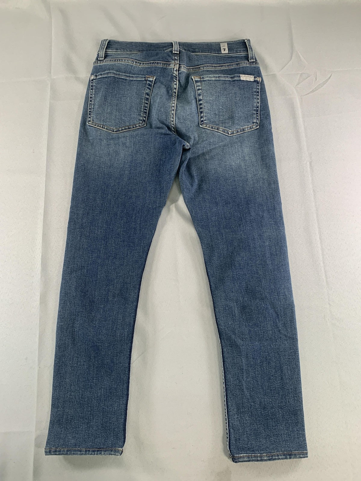 7 For All Mankind Slimmy Jeans Mens 31x24 Blue Wash Denim Slim Straight Zip Fly