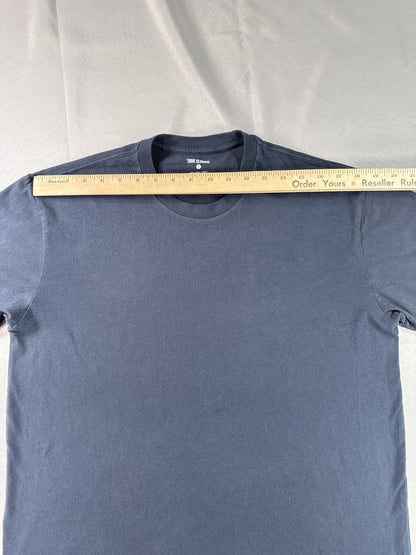 True Classic Crewneck Short Sleeve Tee Mens L Navy Blue Cotton Basic Solid Neck