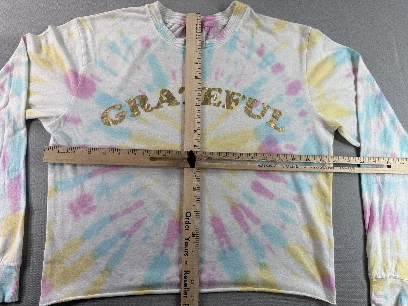 NO BOUNDARIES Grateful Long Sleeve Shirt M (7 9) Pastel Cotton All Over Print