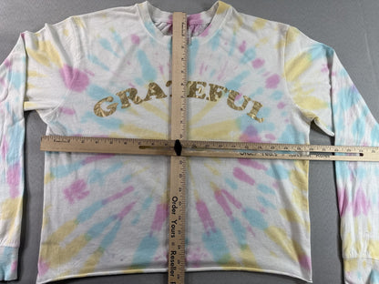 NO BOUNDARIES Grateful Long Sleeve Shirt M (7 9) Pastel Cotton All Over Print
