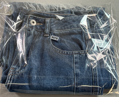 Wide Leg Jeans Womens S Semir High Rise Frayed Raw Hem Medium Wash Blue Baggy