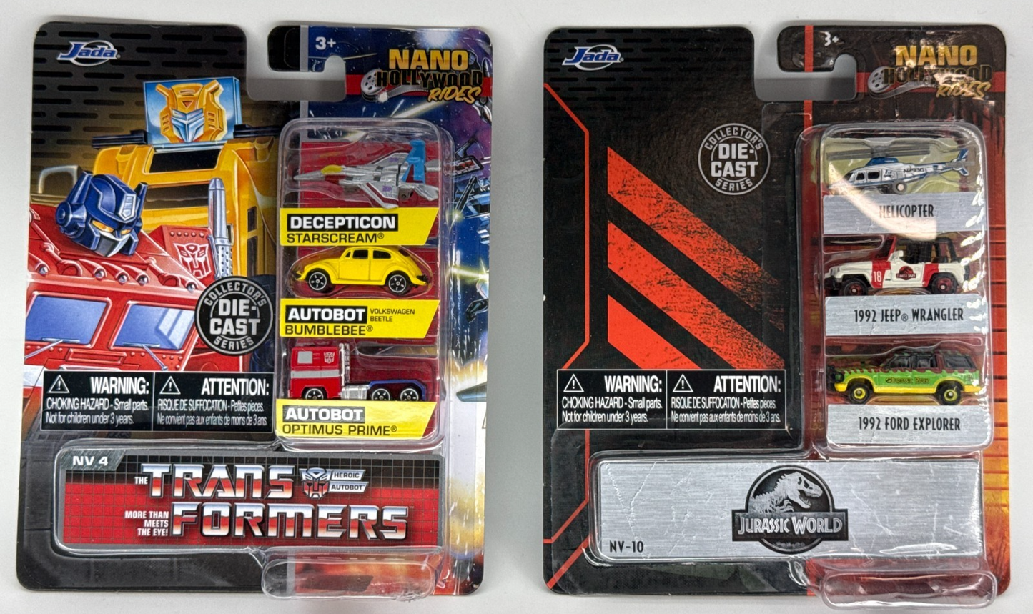 Jada Nano Metalfigs Transformers Jurassic World Diecast Lot Optimus Jeep Hasbro