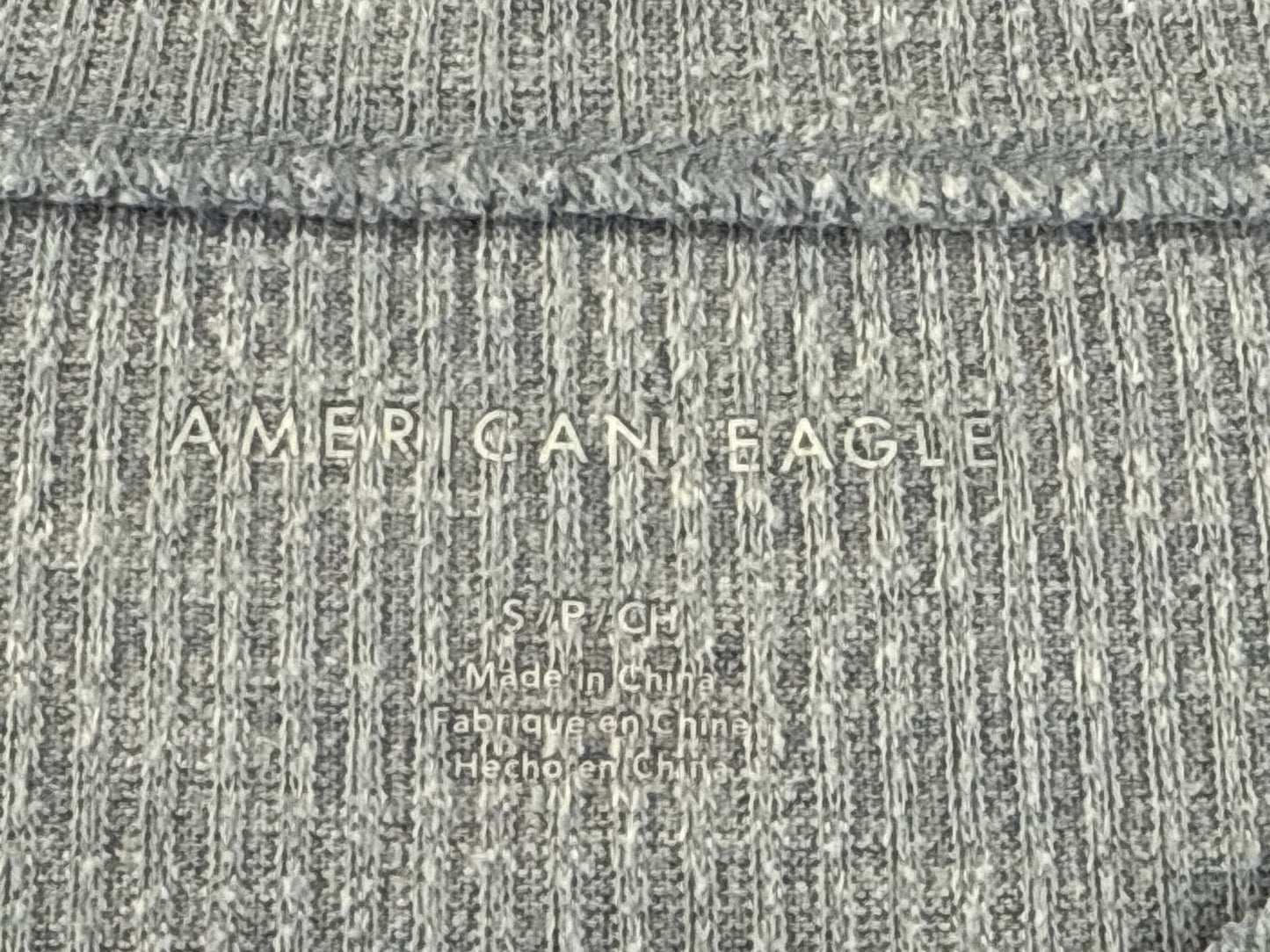 American Eagle Henley S Shirt Mens S/P Gray Cotton Blend Regular Fit Long Sleeve