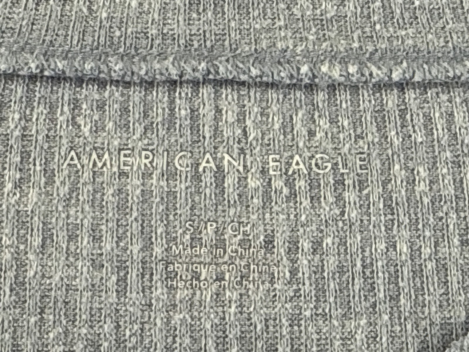 American Eagle Henley S Shirt Mens S/P Gray Cotton Blend Regular Fit Long Sleeve