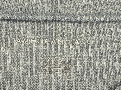 American Eagle Henley S Shirt Mens S/P Gray Cotton Blend Regular Fit Long Sleeve
