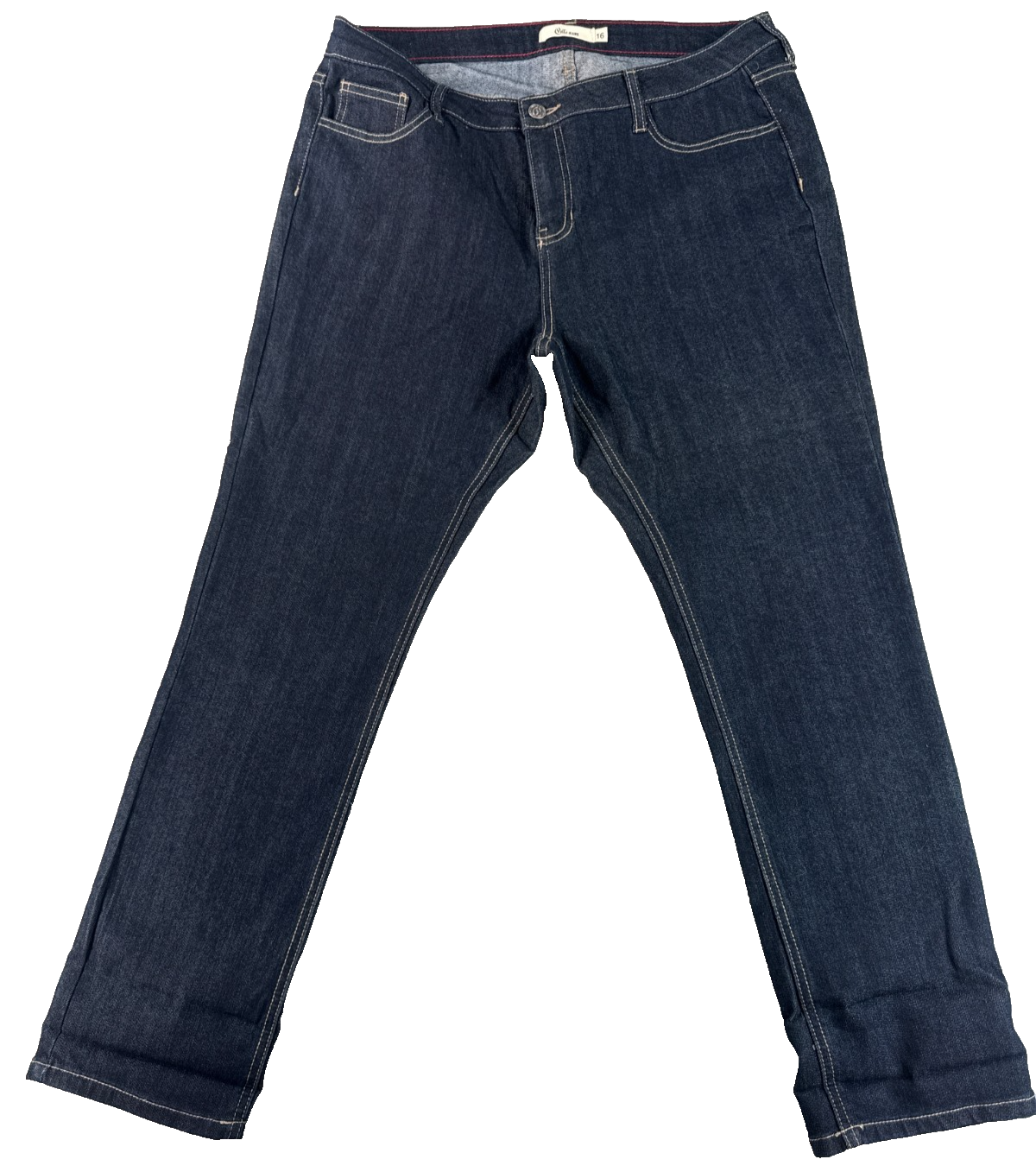 Cello Jeans Womens 16 Dark Wash Denim Straight Leg Stretch Five Pocket Blue Pant