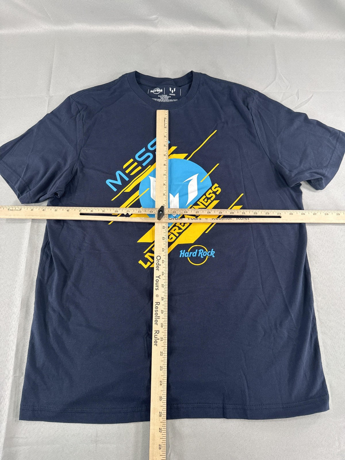 Messi Shirt Mens XL Navy Blue Live Greatness Soccer T-Shirt Hard Rock Cotton 10