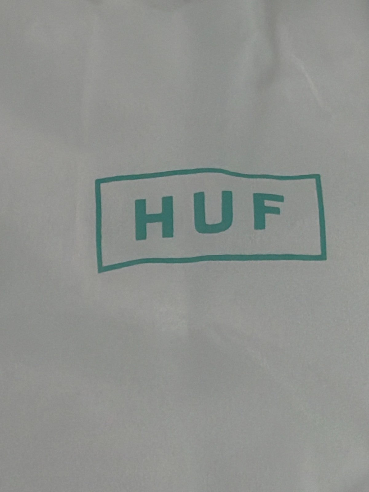 HUF Worldwide Bar Logo Coaches Jacket Mens Small White Teal Nylon Windbreaker