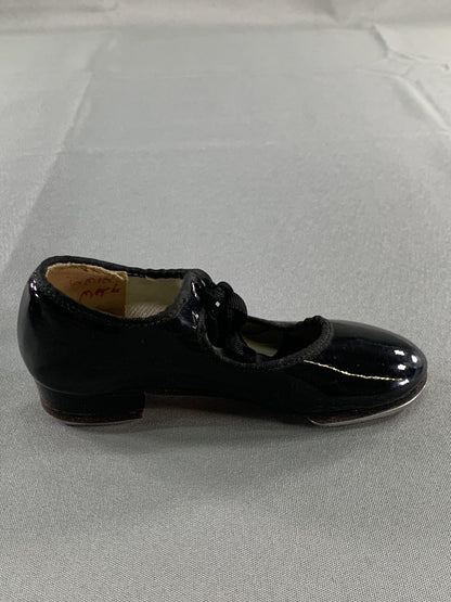 Girls Youth Tap Dance Shoes Size 10.5 Black Patent Mary Jane Ribbon Super Taps