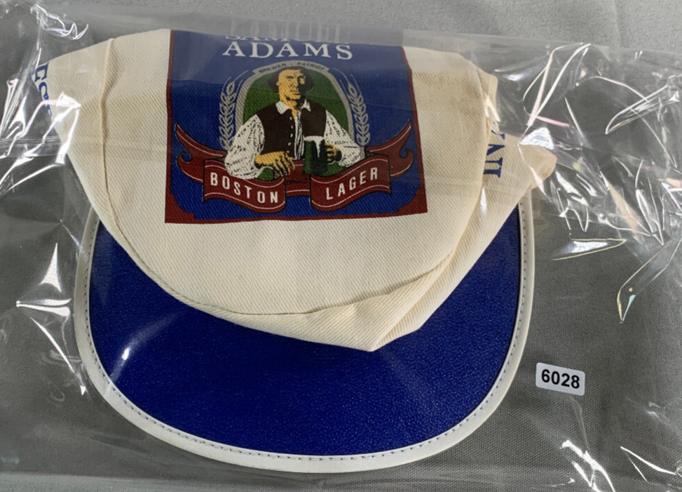 VTG Samuel Adams Beer Hat Boston Lager Blue White Cap Promo Brewer OSFA Rare