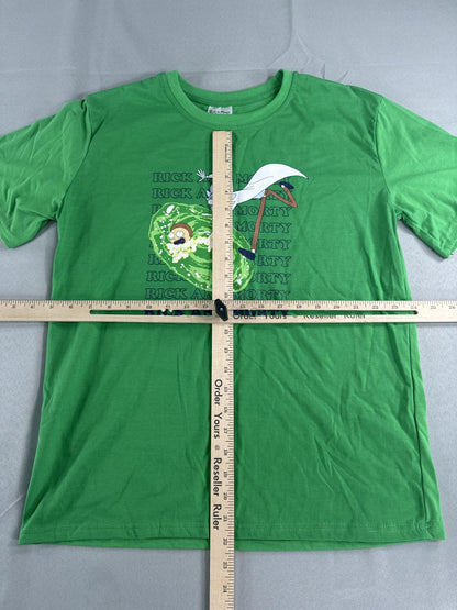 Rick and Morty Shirt Mens Medium Green Cartoon TV Portal Graphic Tee T-Shirt