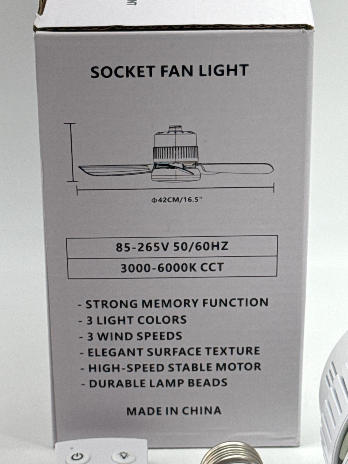 LED Socket Fan Light E26 Remote Control 3 Speed 3 Color Ceiling Fan Bulb Apparel