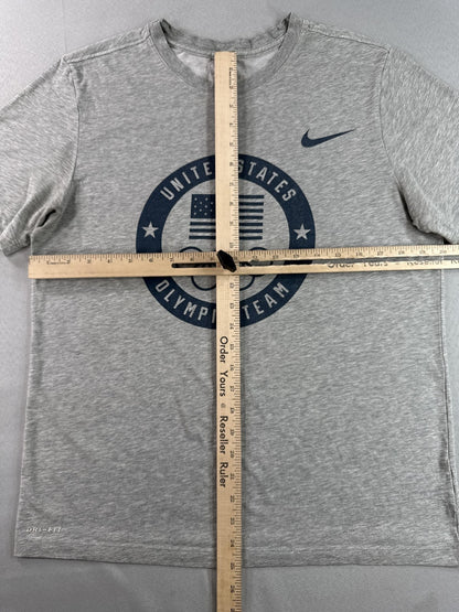 Nike United States Olympic Team Dri FIT Tee Mens M Gray Graphic Crewneck Short