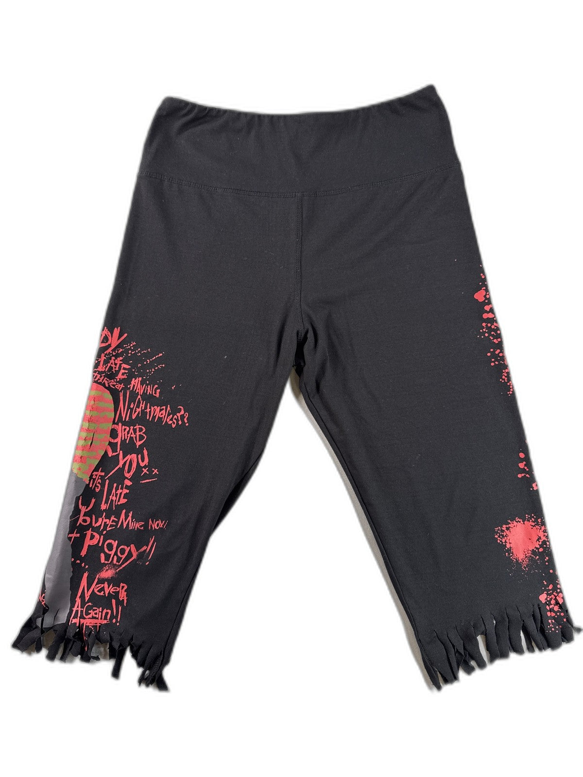 Nightmare on Elm Street Punk Leggings LG Women Black Graphic Fringe Elastic