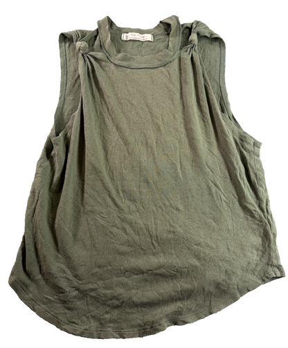 Free People By The Free Tank Top Small Olive Green Knotted Shoulder Cotton NWT