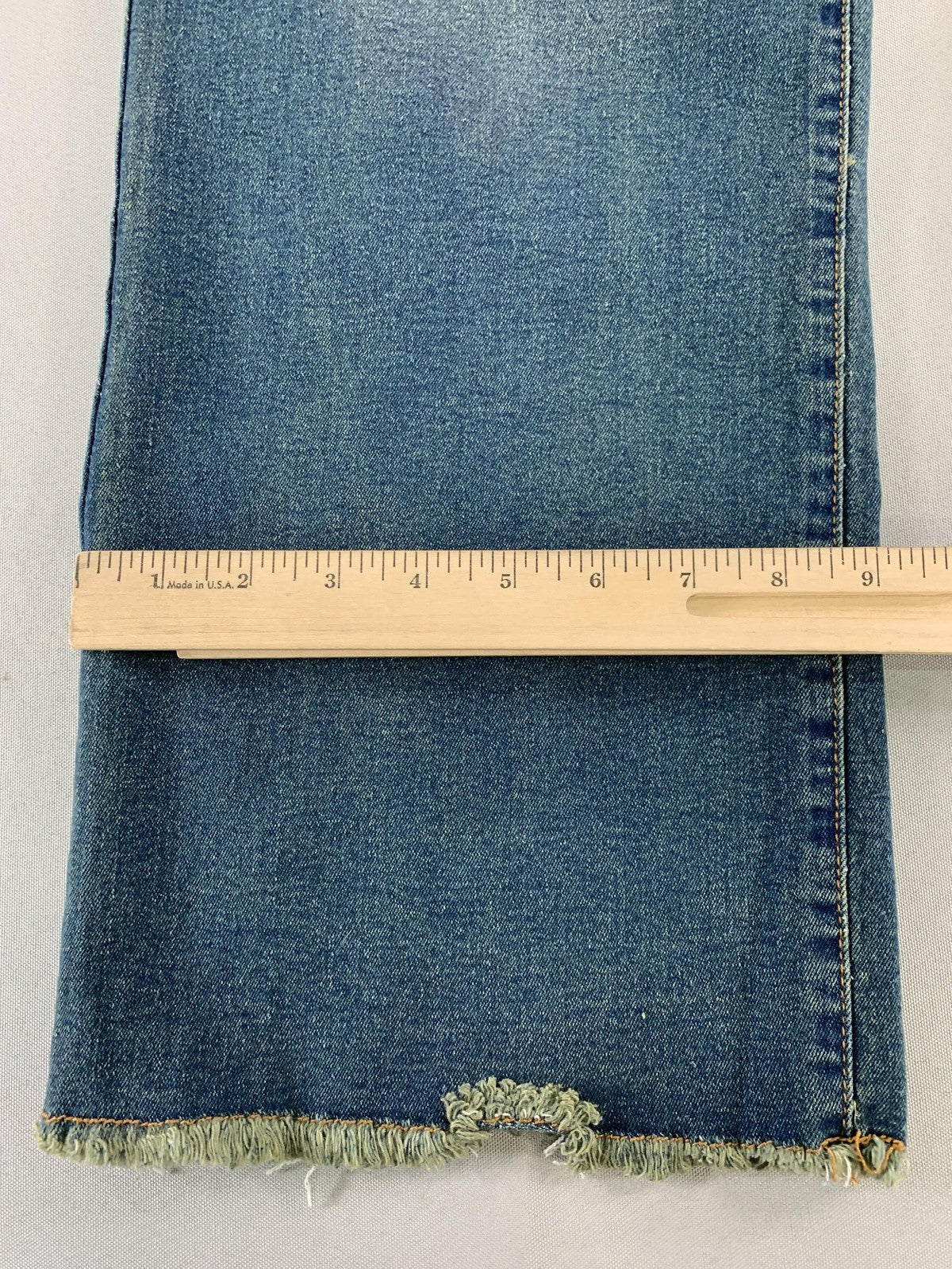 PEIHOT Women XL Straight Leg Jeans High Rise Stretch Frayed Hem Blue Denim NWT