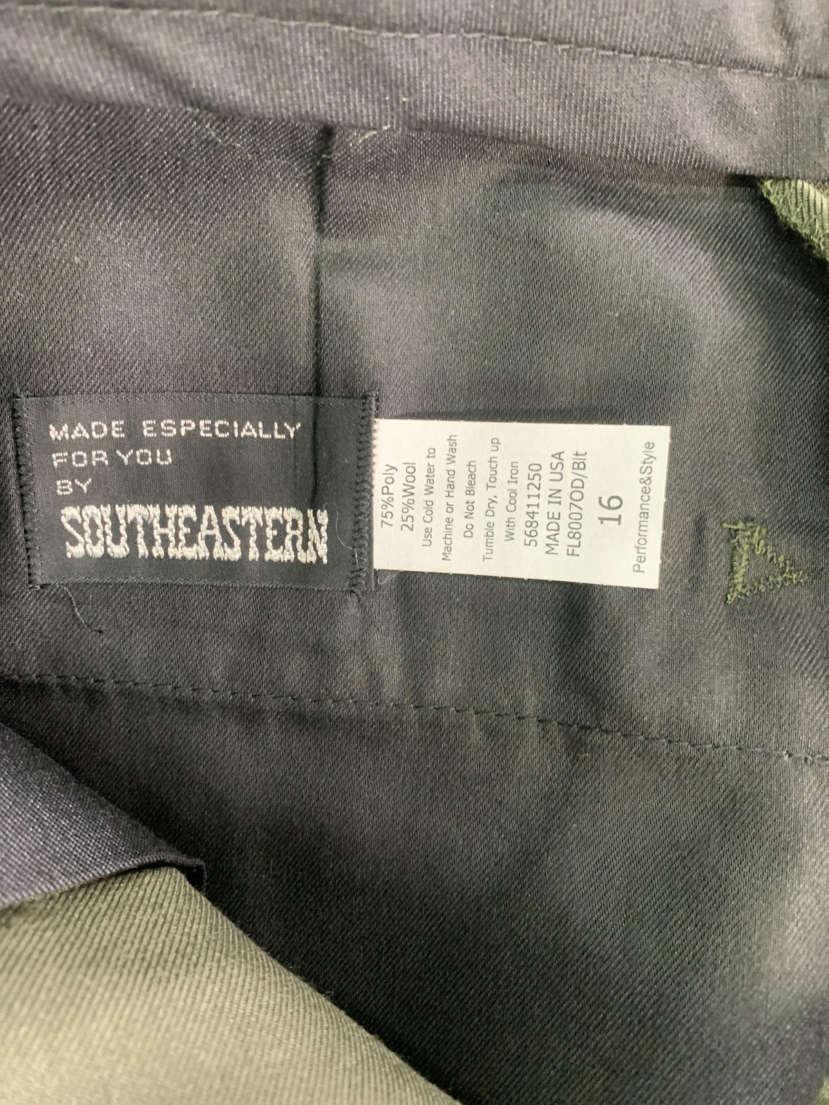 Southeastern Uniform Pants Womens 16 Green Wool Blend Black Stripe Dress code on