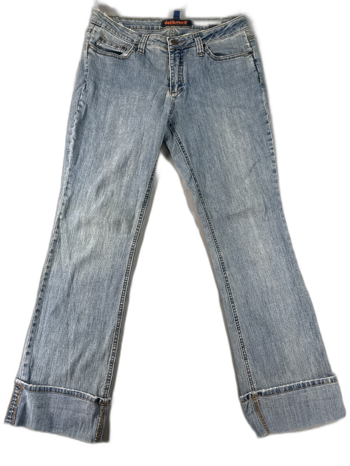 Dollhouse Flare Jeans 11 11/12 Blue Distressed Denim Low Rise Y2K Boho Indie