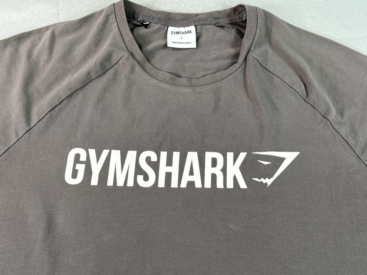 Gymshark Apollo Mens Large Charcoal Gray Muscle Fit Raglan Logo Workout T-Shirt