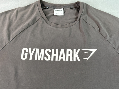 Gymshark Apollo Mens Large Charcoal Gray Muscle Fit Raglan Logo Workout T-Shirt