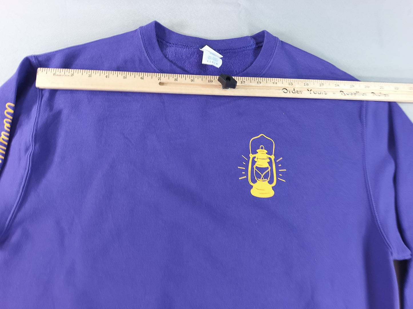 Port Company Lantern Graphic Sweatshirt L Purple Cotton Polyester Crewneck Long