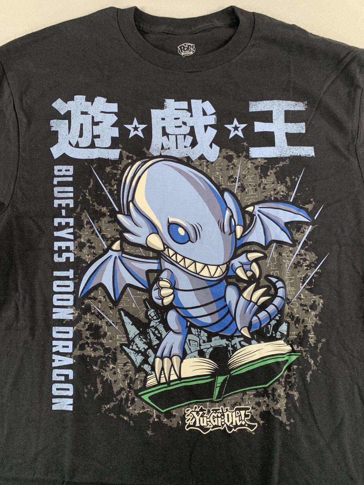 Yu-Gi-Oh Shirt Mens Medium Black Blue-Eyes Toon Dragon Pop Tees Funko Anime