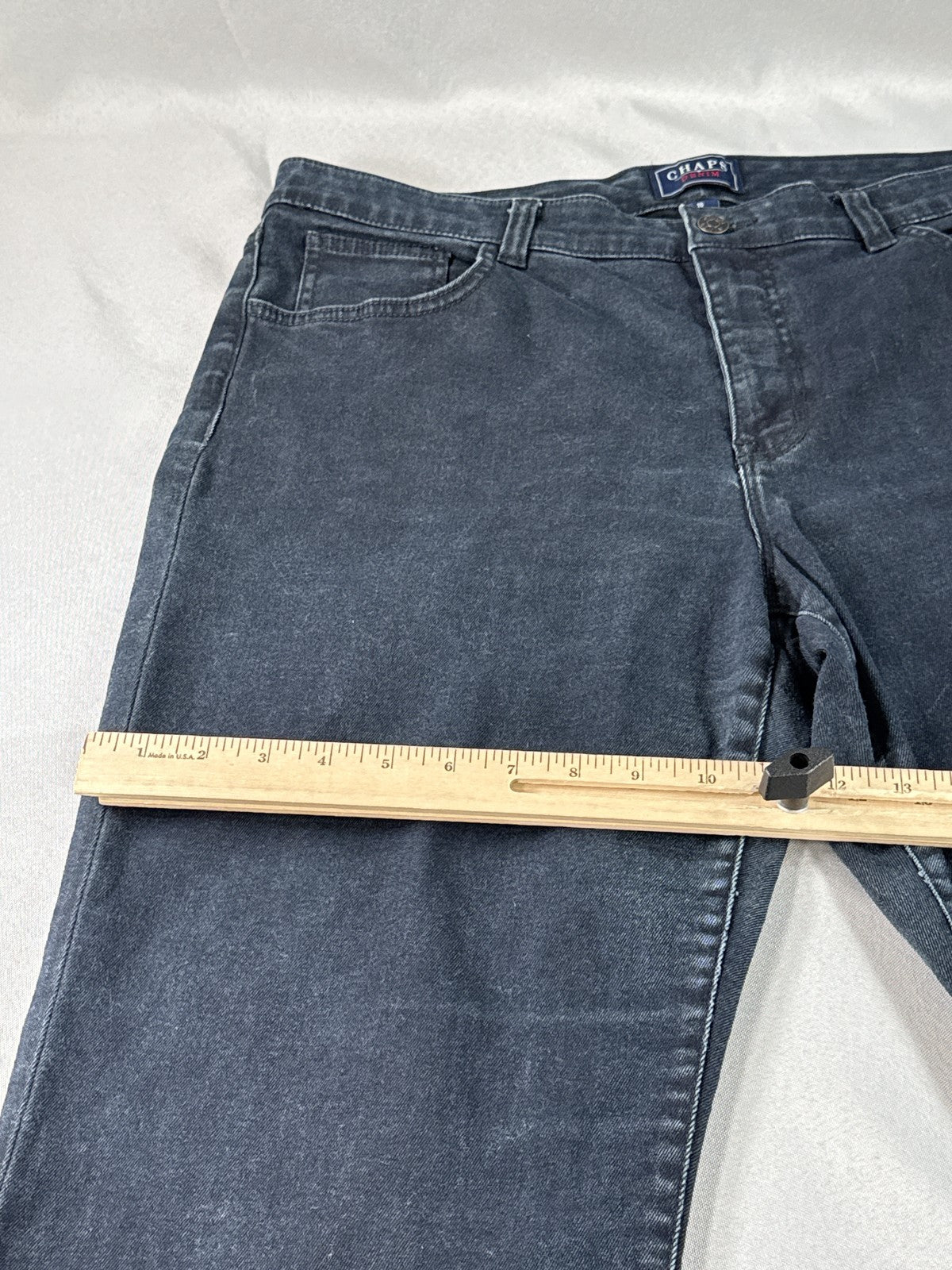 CHAPS Straight Leg Jeans 16 Black Cotton Blend Fit India Denim Classic Boho