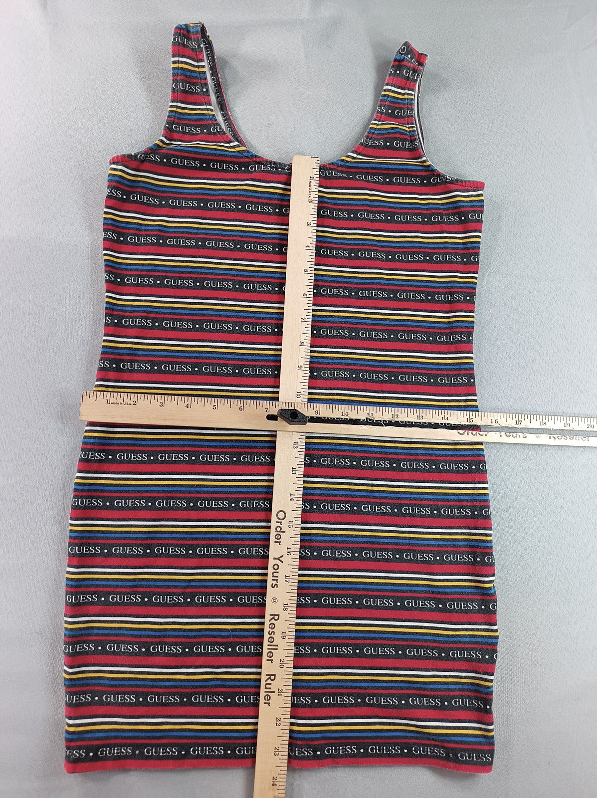 GUESS Tank Dress Womens M Multicolor Cotton Scoop Neck Sleeveless All Over Logo