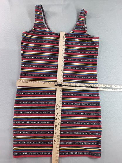 GUESS Tank Dress Womens M Multicolor Cotton Scoop Neck Sleeveless All Over Logo